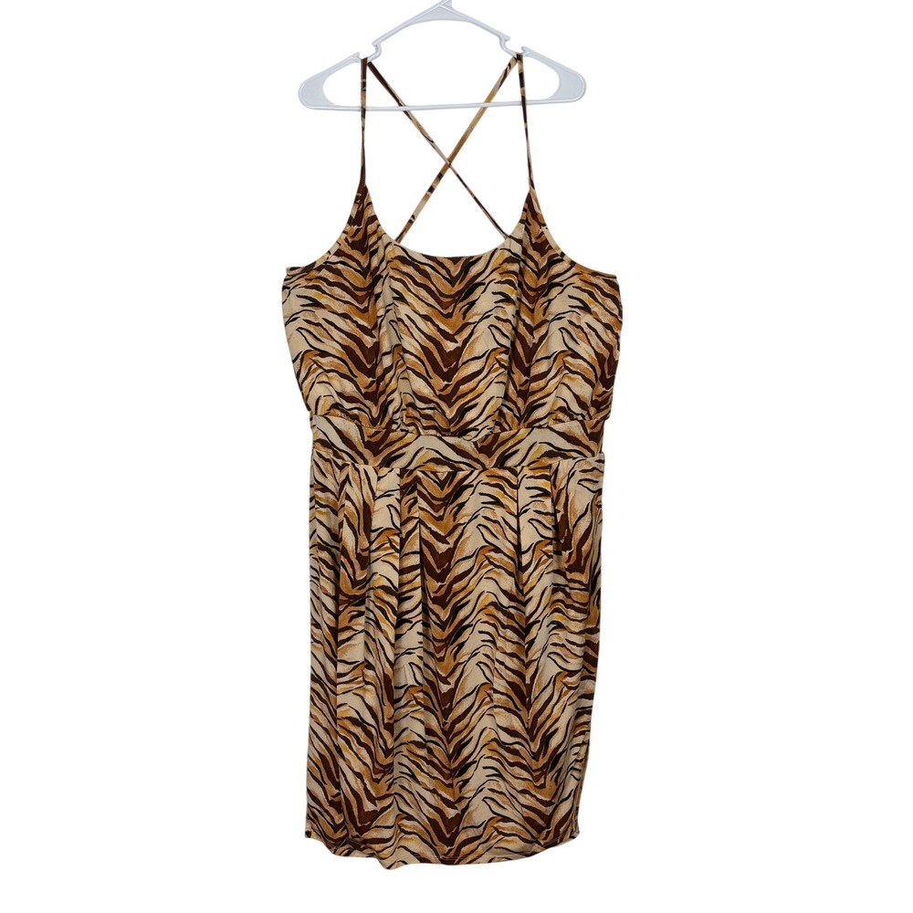 S by Serena Audrey Mini Dress Womens 1X Tiger Animal Print Safari Date Casual
